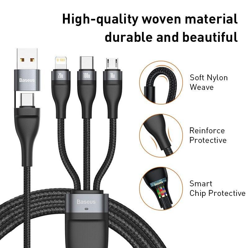 Baseus 1.2M 100W 3 in 1 USB/Type C QC4.0 Charging Cable