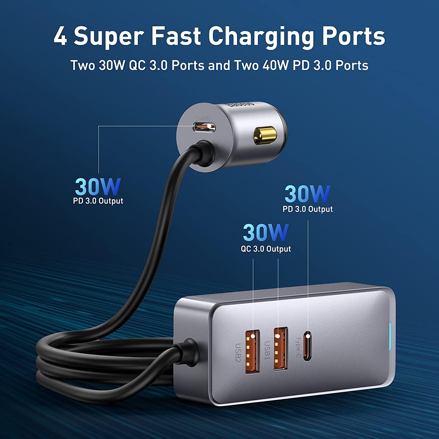 Baseus 120W QC3.0 USB PD3.0 Type C Car Charger