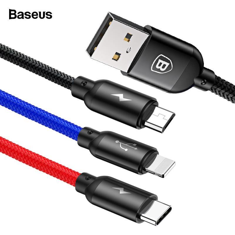 Baseus 3 in 1 Fast Charging Cable (Micro USB,Type C,Lightning)