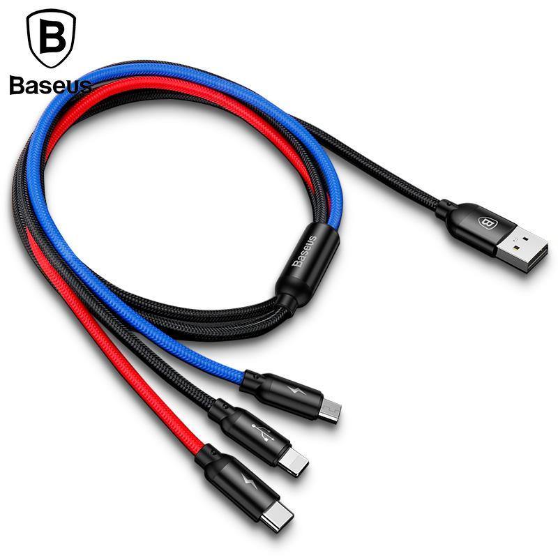 Baseus 3 in 1 Fast Charging Cable (Micro USB,Type C,Lightning)