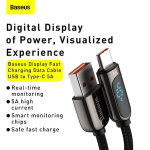 Baseus LED Display 5A Fast Charging USB Type C Cable