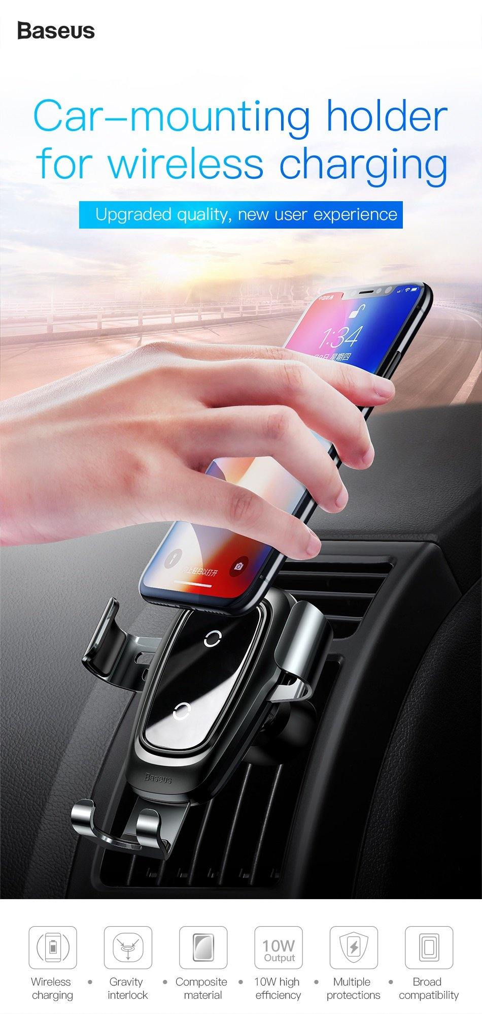 Baseus Metal Gravity Wireless Car Charger Mount