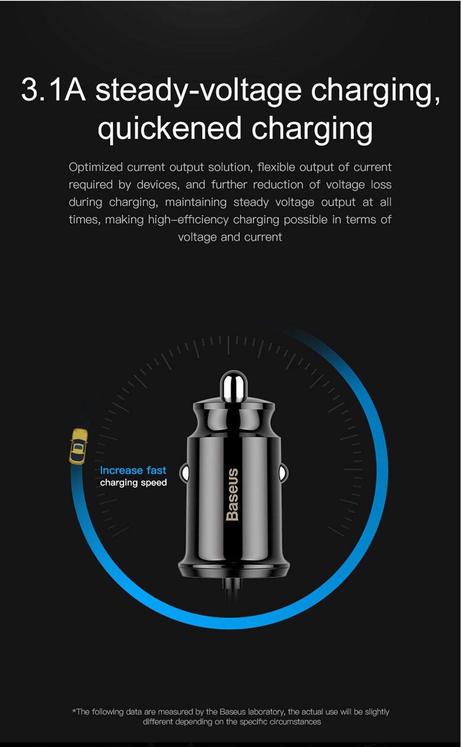 Baseus Mini Dual USB 3.1A Fast Charging Car Charger