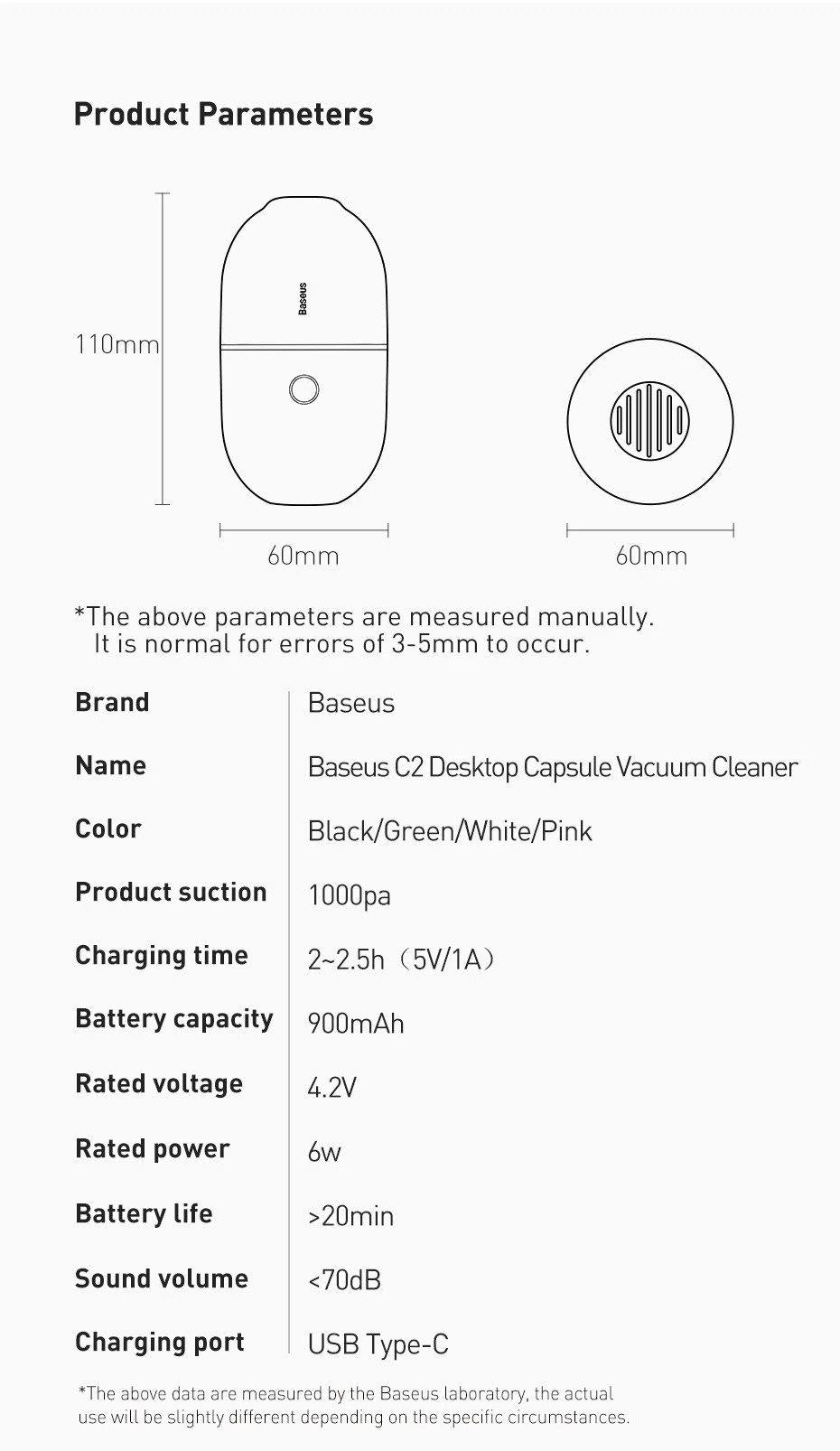 Baseus Mini Handheld Portable Wireless Vacuum Cleaner