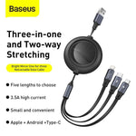 Baseus One For Three Fast Charging Retractable Cable