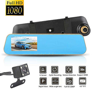 Car Rear Mirror Full HD Recorder (Front + Rear)