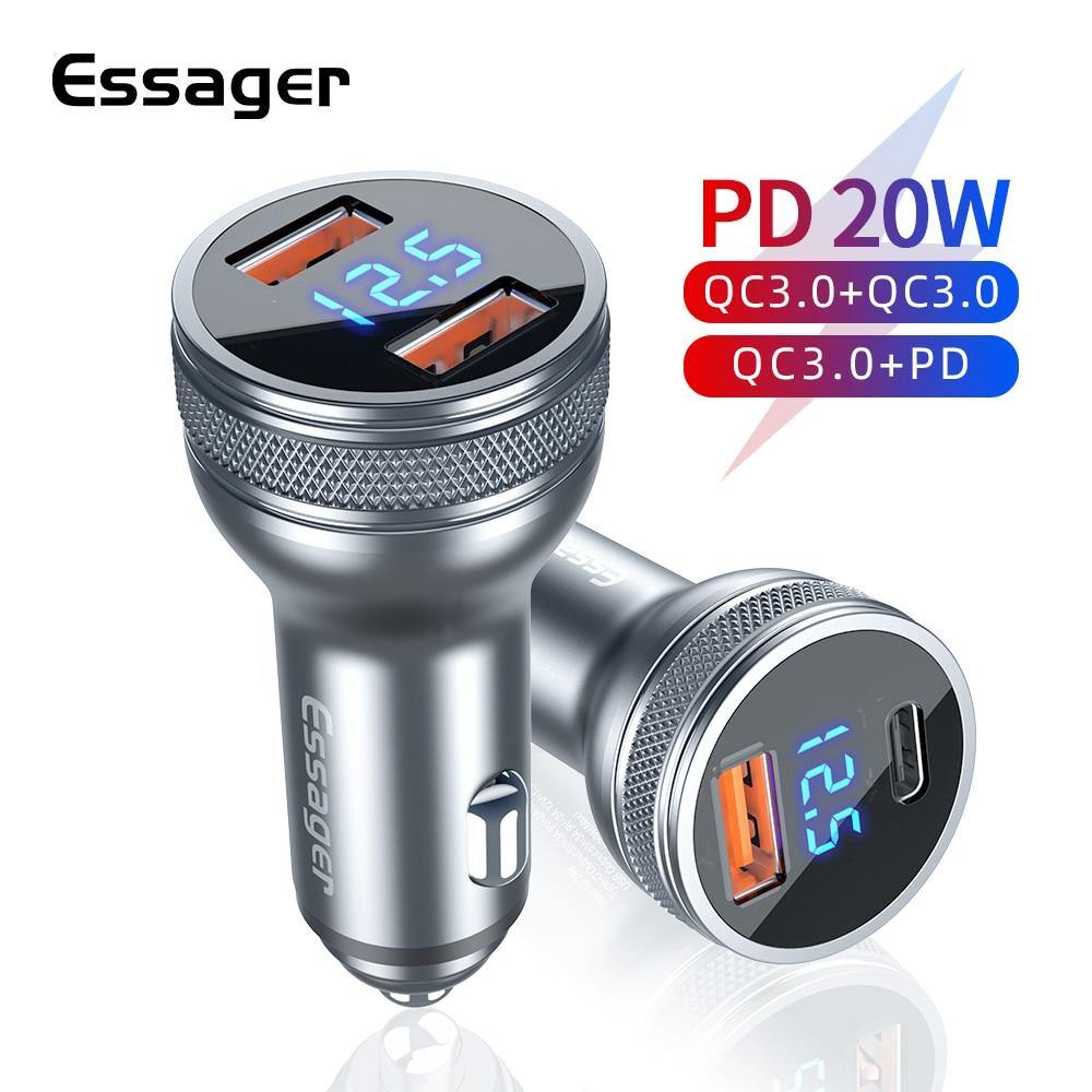 Essager 36W Mini Type C PD3.0 / Dual USB QC3.0 Car Charger