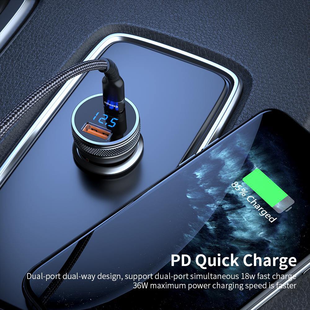 Essager 36W Mini Type C PD3.0 / Dual USB QC3.0 Car Charger