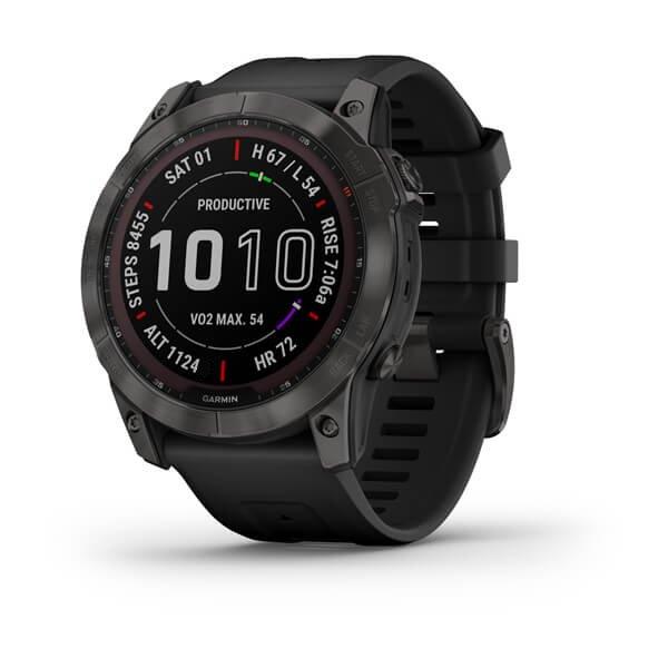 Garmin Fenix 7X Solar / Fenix 7X Sapphire Solar GPS Smart Watch Sapphire Solar Titanium Carbon Gray with Black Band