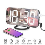 LED Digital Mirror Clock with Dual USB Charging Output