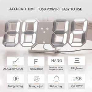 LED USB Minimalist Digital Clock with Alarm Function