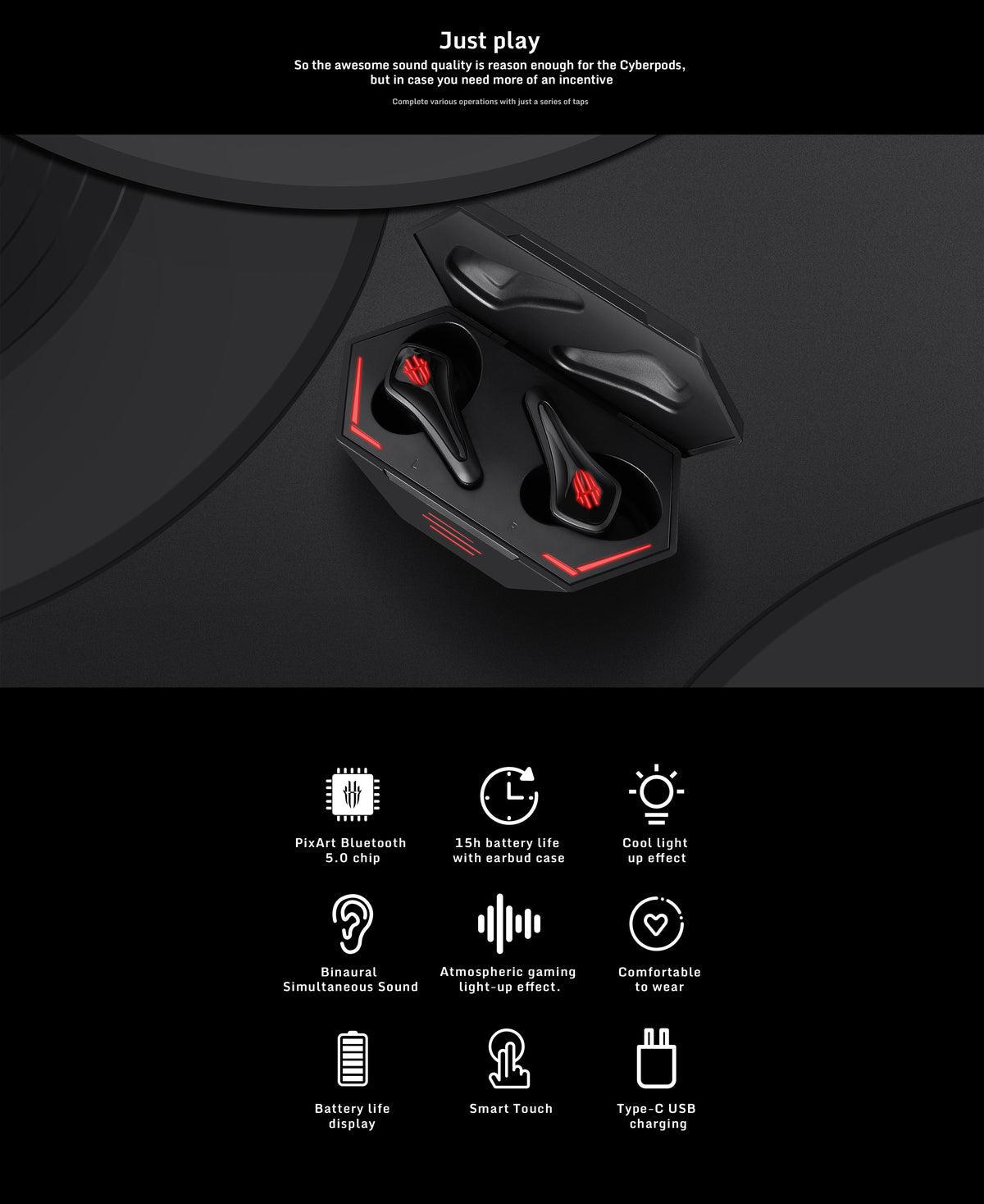 Nubia Red Magic TWS 5.0 CyberPods Gaming Bluetooth headset