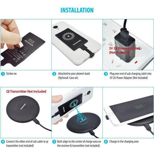 Qi Wireless Charging Receiver Adapter for Type C/Micro USB/LIghtning