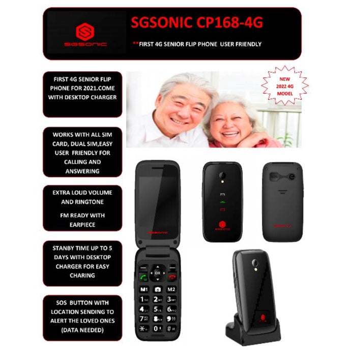 SGSONIC CP168 4G Senior Flip Phone