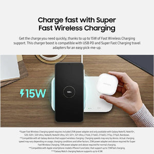 Samsung 15W Wireless Charger Duo with 25W PD Adapter & Type C Cable