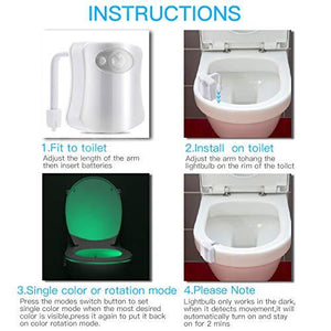 Smart Motion Sensor 8 Color LED Toilet Seat Night