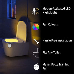 Smart Motion Sensor 8 Color LED Toilet Seat Night