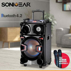 SonicGear Bluetooth Powerful Portable Speaker (Free Wireless Mic x 2)