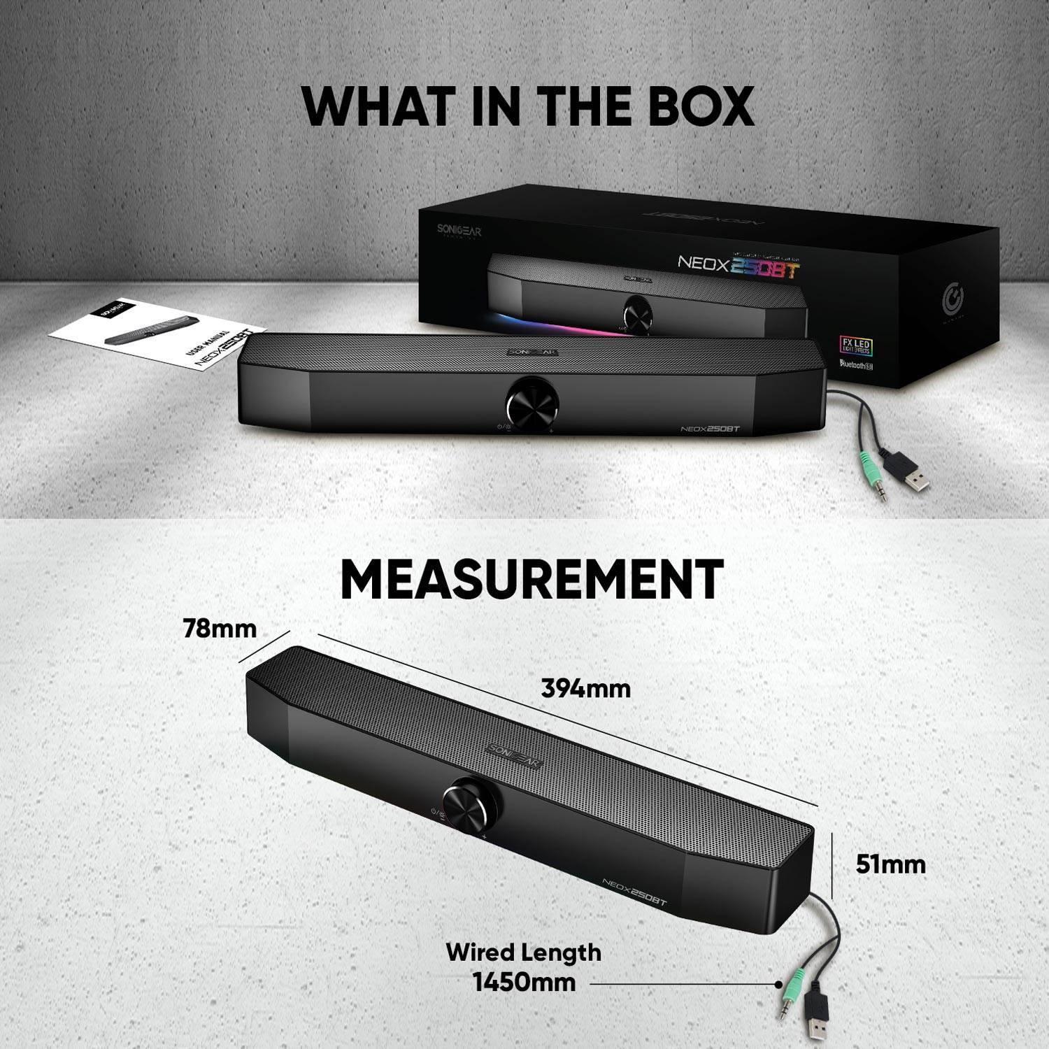 SonicGear Neox 250BT Bluetooth Sound Bar with RGB Effects