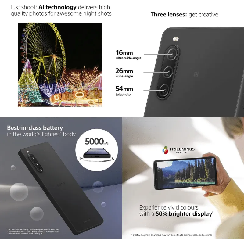 Sony Xperia 10 V 5G 6.1 OLED 8/128GB 48MP 5000mAh Phone