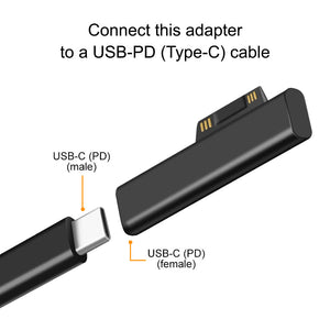 USB C PD Fast Charging Plug Converter for Microsoft Surface Pro/Surface Go/Surface Laptop