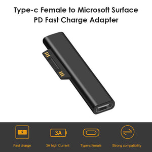 USB C PD Fast Charging Plug Converter for Microsoft Surface Pro/Surface Go/Surface Laptop