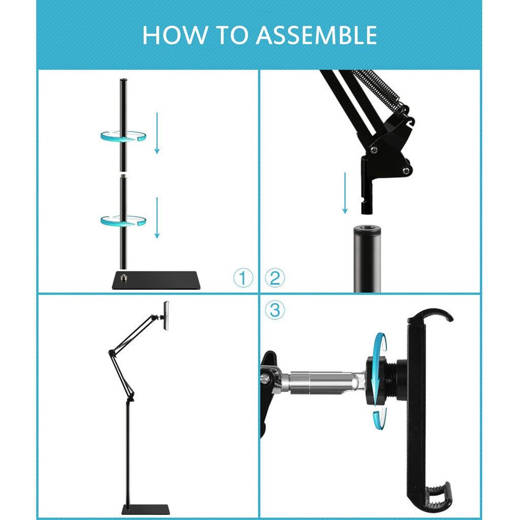 Universal Adjustable Mobile Tablet Floor Stand Holder