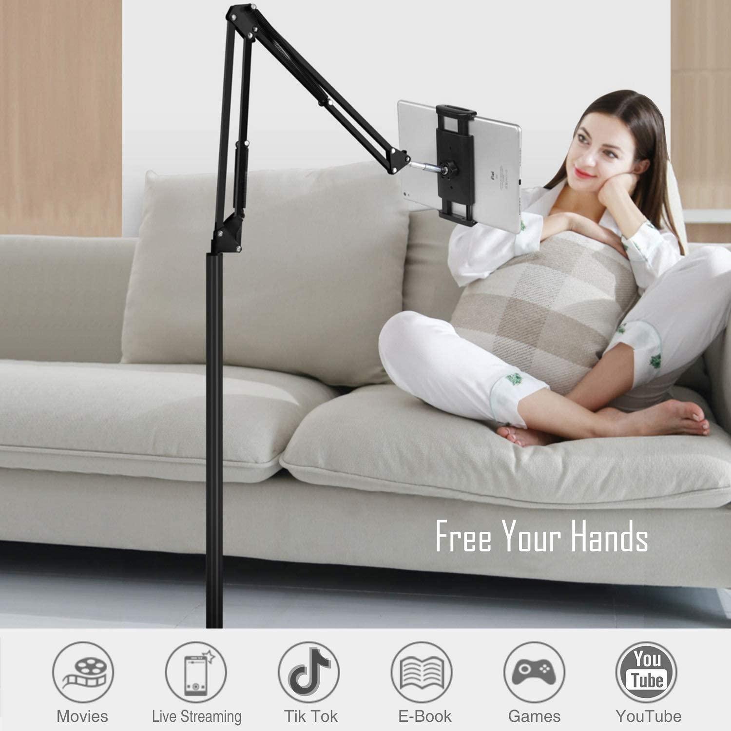 Universal Adjustable Mobile Tablet Floor Stand Holder