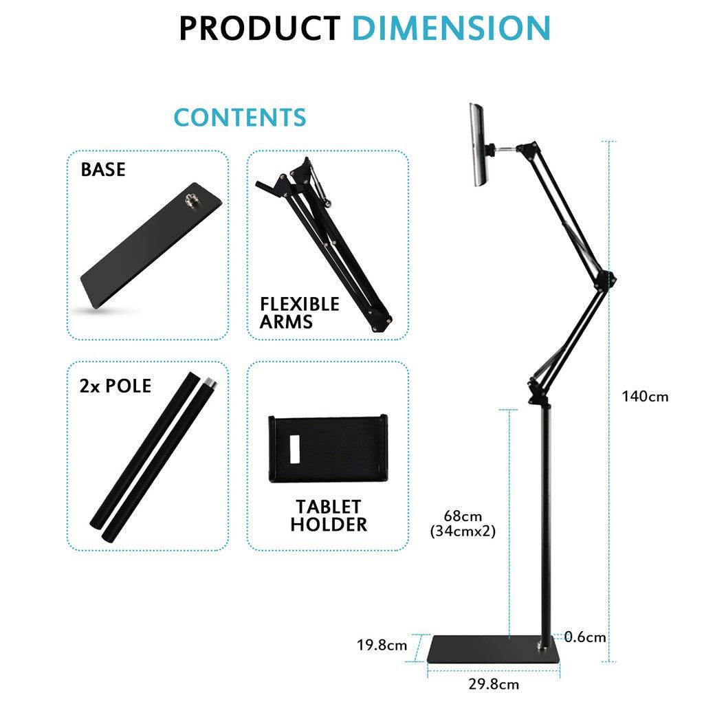 Universal Adjustable Mobile Tablet Floor Stand Holder